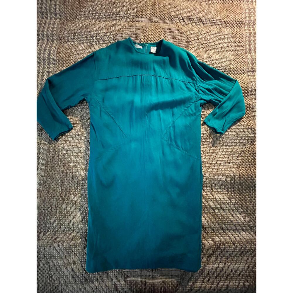 VTG. Liz Claiborne Petite long sleeve Dress Jade/Green Color SZ Petite 2